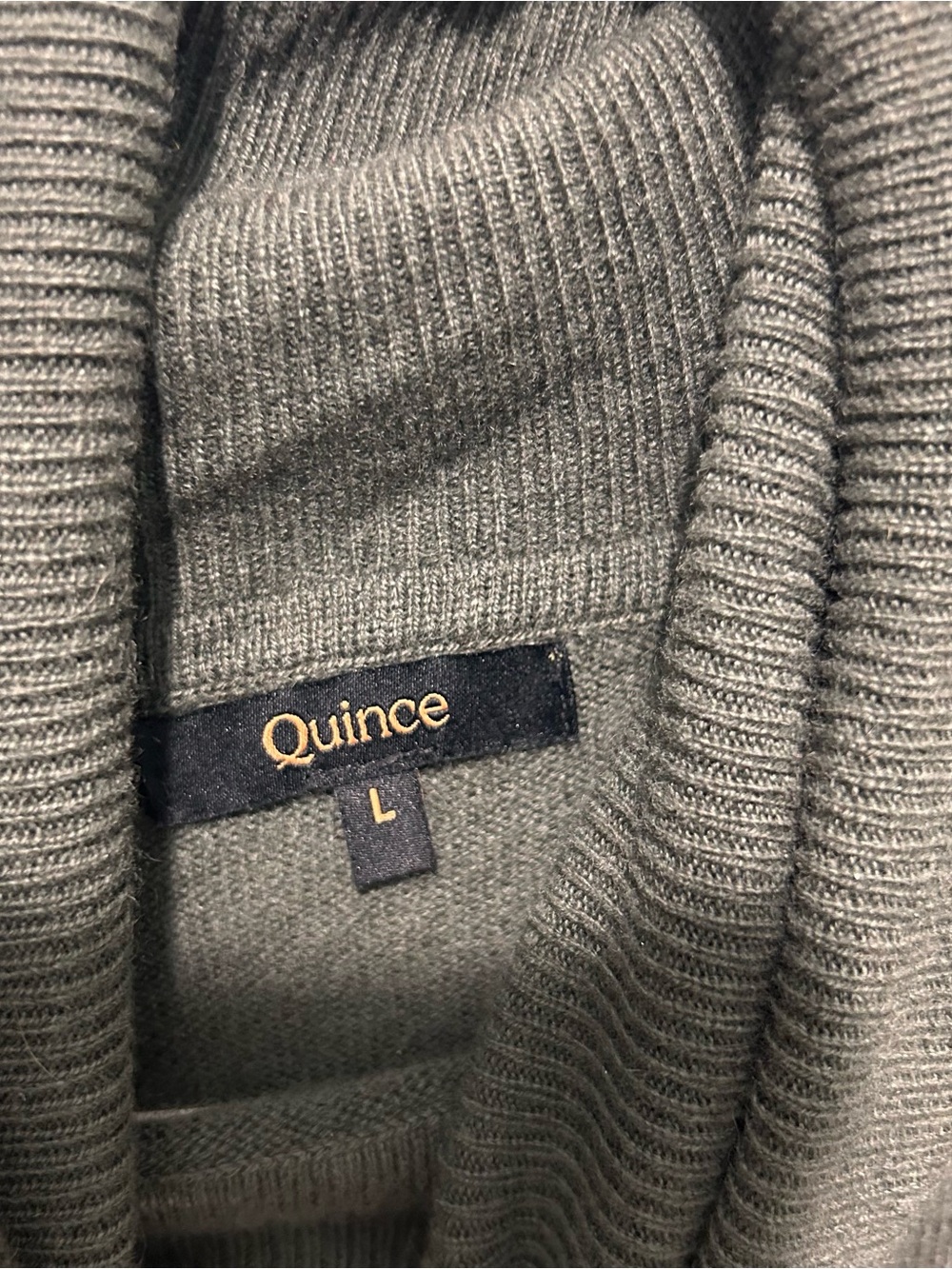 Quince Mongolian Cashmere Turtleneck Sweater Dress Gray Moss Size Large - Picture 4 of 7